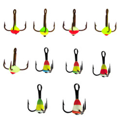           Крючок-тройник для приманок Lucky John с каплей цвет. разм.008/RFR