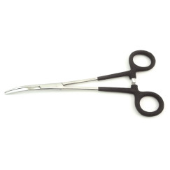 Зажим для извлечения крючка изогнутый 18,5 см (прорезиненные ручки)