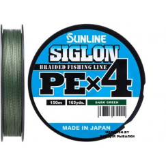       Шнур плетеный Sunline SIGLON Dark Green PE×4 150м) #0.3/5LB