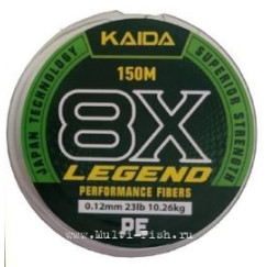 X892-10   LEGEND PE 8X  плетеный шнур   150м цвет салатовый   8,55кг  19lb