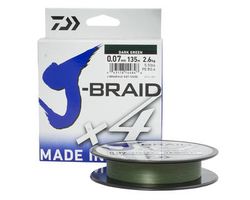 Леска плетеная J-Braid X4 135м 0,25мм green