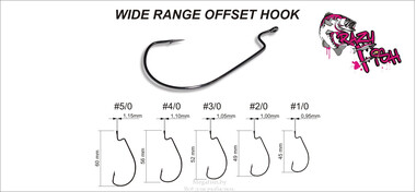 Офсетный крючок Crazy Fish Wide Range Offset Hook WROH 1/0 3