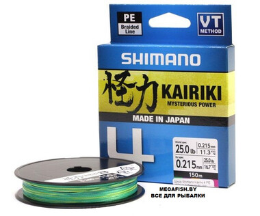 Шнур Shimano Kairiki 4 PE (150 м; 0.19 мм; multicolor)