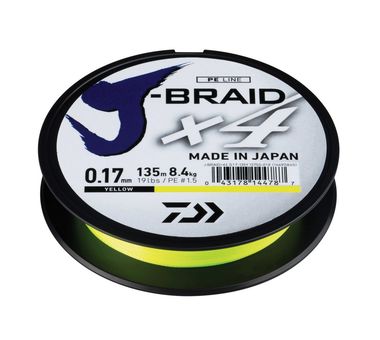 Леска плетеная J-Braid X4 135м 0,17мм fluo yellow