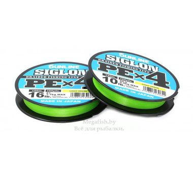 Плетеный шнур Sunline Siglon PE X4 150m (3lb/1.6kg) light green 0.2