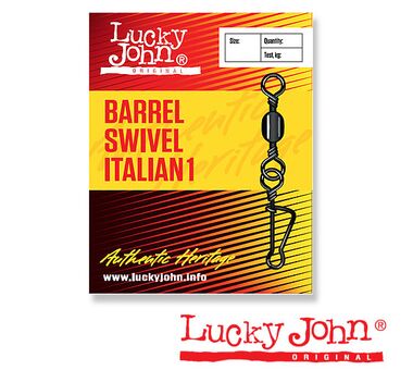 Вертлюги c застежкой Lucky John Original BARREL SWIVEL ITALIAN1-010