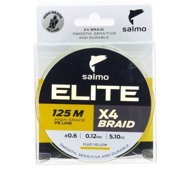 Леска плетеная Salmo Elite х4 BRAID Fluo Yellow 125м 0.12 мм