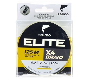 Леска плетеная Salmo Elite х4 BRAID Fluo Yellow 125м 0.17 мм