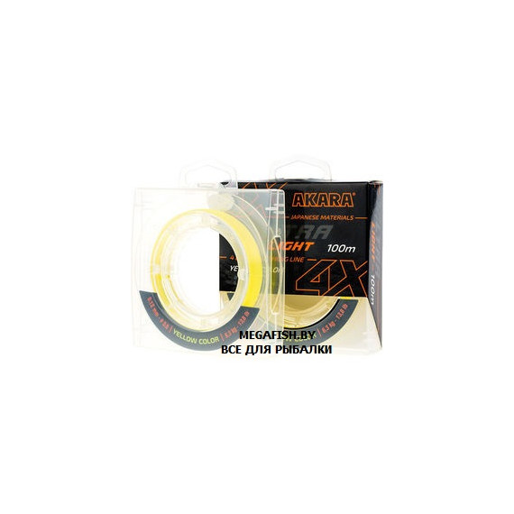 Шнур Akara Ultra Light X-4 (100 м; 0.10 мм) Yellow