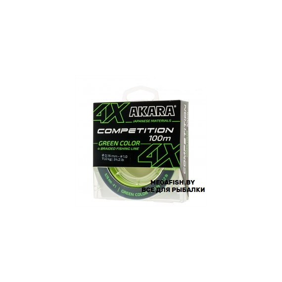 Шнур Akara Competition X4 (100 м; 0.16 мм; green)