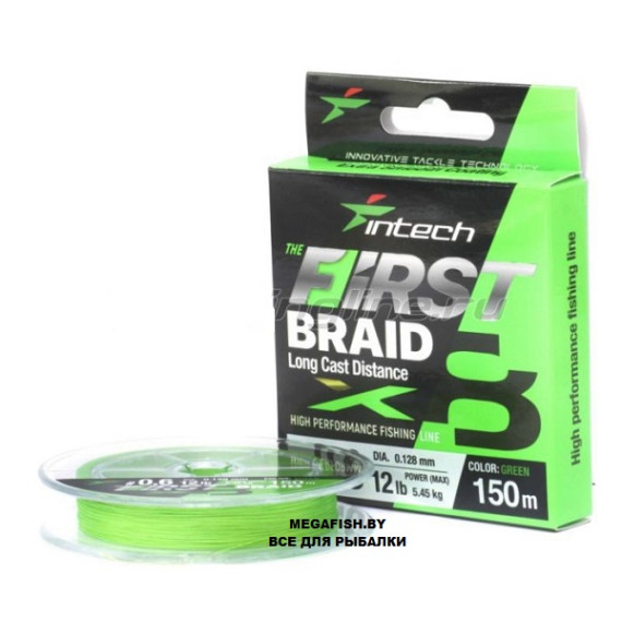 Шнур Intech First Braid X8 (100 м; 0.128 мм; green)