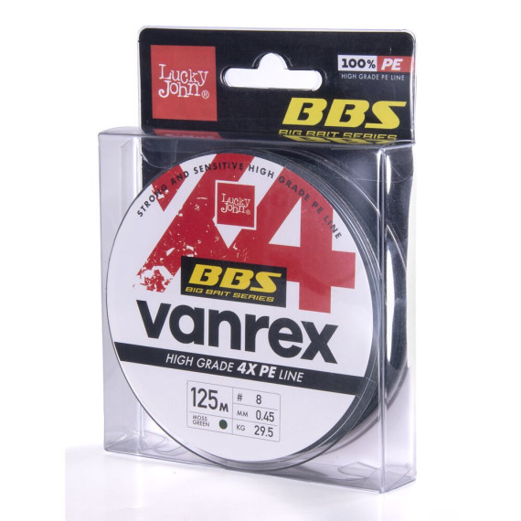 Шнур плет. Lucky John Vanrex BBS х4 BRAID Moss Green 125/045