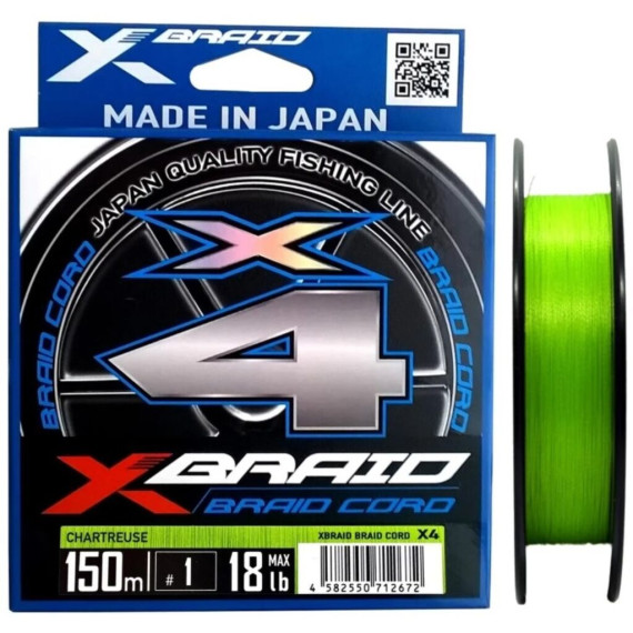 Плетеный шнур YGK X-BRAID BRAID CORD X4 150m-1.0/0,171mm 18lb