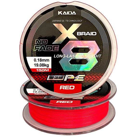 Шнур Kaida NO FADE X8 PE RED 150м 0.20мм